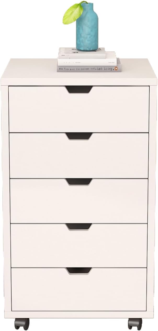 ALISENED 5 Drawer File Mobile Filing White
