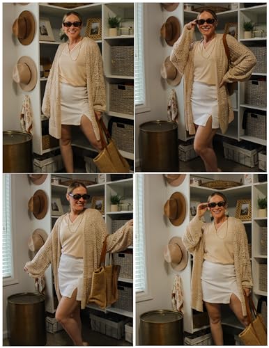 Image of IN'VOLAND Womens Plus Size Crochet Cardigan Lightweight Long Sleeve Open Front Oversized Boho Sweaters Kimonos