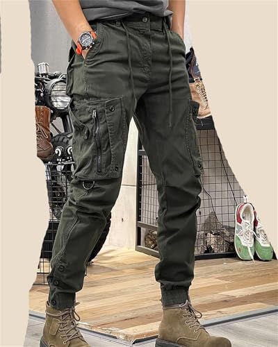 Men's Fashion Cargo Pants Athletic Joggers Pants Chino Trousers Drawstring Sweatpants3