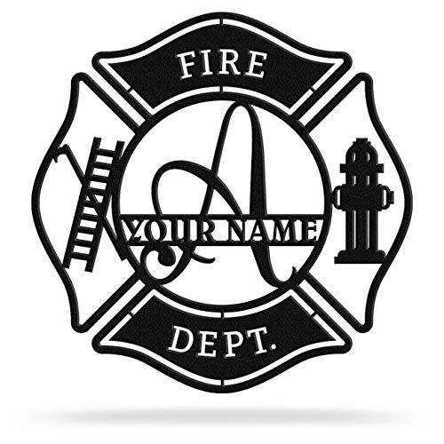 ARDOUR VAN Bluewater Decor Firefighter Monogram Wall Decor | Indoor & Outdoor Decorative Wall Hanging | Personalized Firehouse Decor for Wall, Customizable Wall Sign in Multiple Sizes & Colors