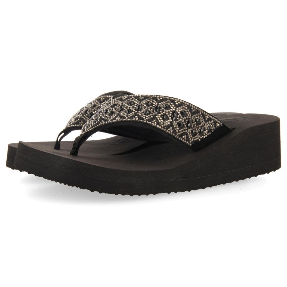 GIOSEPPO DRENOVE, Women's Flip Flops, Black, 6 UK, Black/White, 7 UK