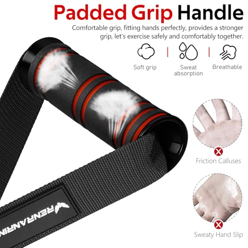 Image of Gym Exercise Handles, Replacement Handle Attachments for Cable Machine Pulleys, Resistance Band and Strength Trainer, Resistance Bands with Handles for Exercise Home Gym Add On Equipment (Black,Red)