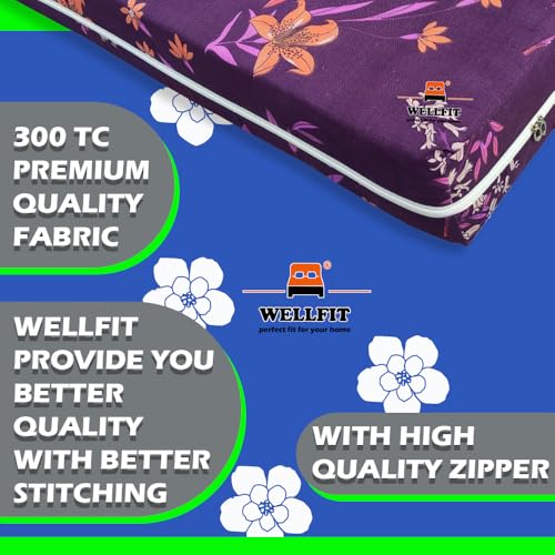 Image of WELLFIT Premium Glace Cotton 300 TC Mattress Cover /Protector for Queen Size Bed with Zip /Chain /5x6 ft / 60x72x6 inch