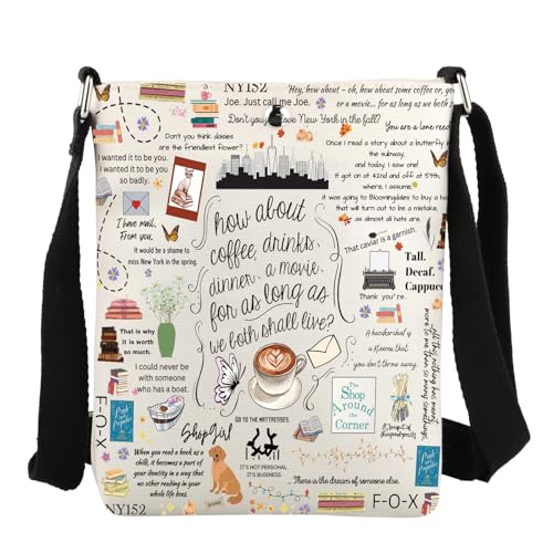 JYTAPP Your Mail Movie Inspired Gifts Kelly Joe Quotes Movie Fans Crossbody Bag Romance Present Comedy Movie Merch (beige)
