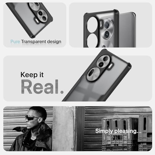 Image of Pikkme Back Cover for Oppo Reno 11 Pro 5G | Ultra Hybrid Shockproof Case | Full Camera Protection | Raised Edges | Clear Transparent Bumper Case (Black)