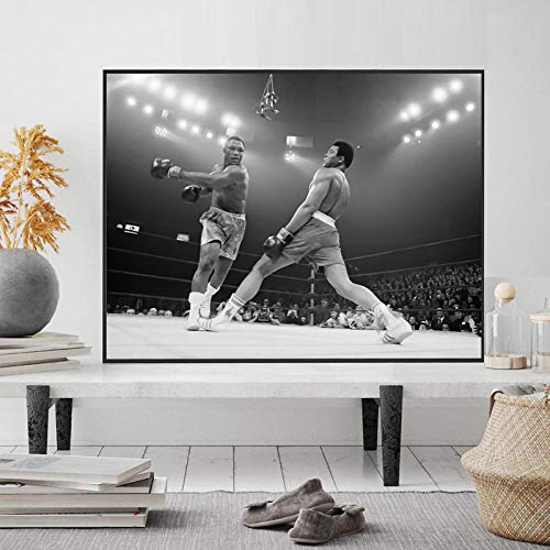 PHGFK Joe Frazier Gegen Muhammad Ali Fotoplakat Der Kampf des Jahrhunderts Im Madison Square Garden In New York City Leinwanddruck Fitnessstudio Dekor 50x70cm Ungerahmt K106