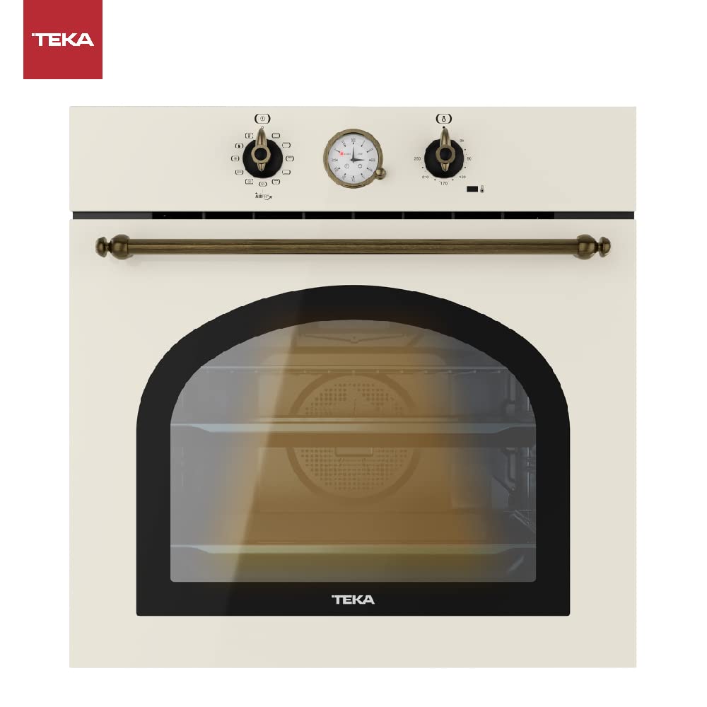 Teka HRB 6300 VN - Horno Multifunción SurroundTemp de 60 cm, Country Style Edition, 9 Funciones de Cocinado, Reloj Analógico con Programador, Color Vainilla
