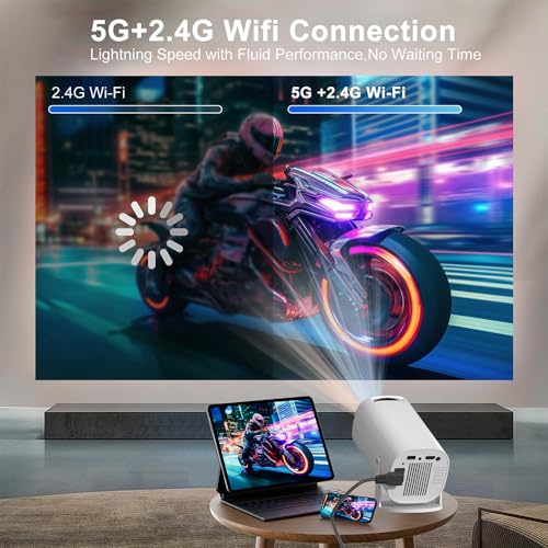 Mini Beamer, Smart Projektor Full HD 1080P, Klein Beamer Heimkino mit WiFi 6 und Bluetooth 5.2, Unterstützt Auto Trapezkorrektur 180° Drehbar Kompatibel mit HDMI/TV Stick/Memory Stick/Laptop – Bild 6