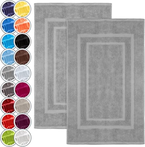 NatureMark Lot de 2 Tapis de Bain en 100% Coton, 50 x 80 cm, Gris argenté
