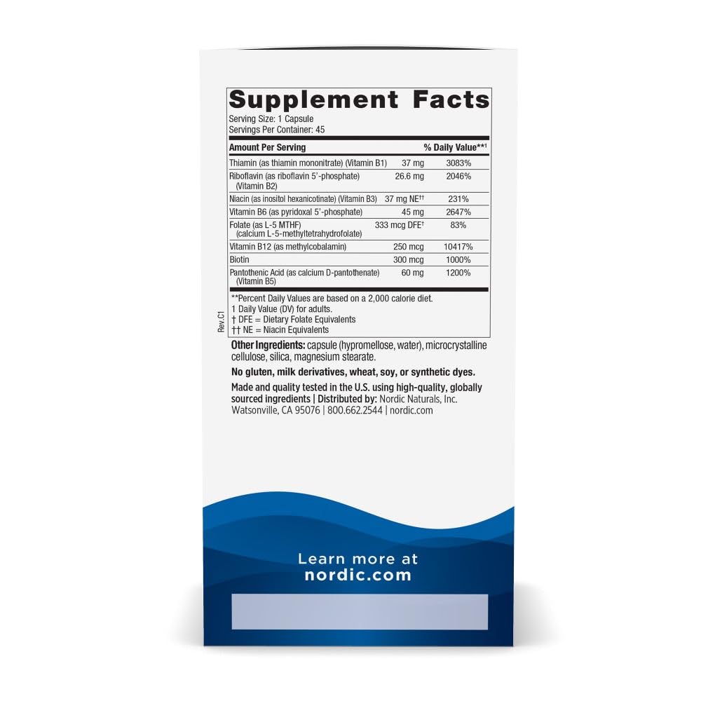 Nordic Naturals Vitamin B Complex, Energy Metabolism - 45 Capsules — Amazon image 2