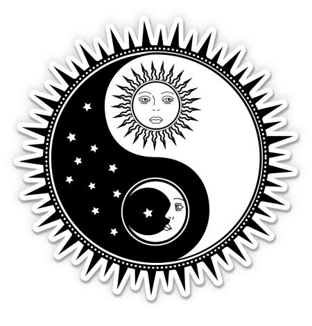 GT Graphics Yin Yang Sun Moon - 3" Vinyl Sticker - for Car Laptop I-Pad Phone Helmet Hard Hat - Waterproof Decal