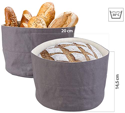 Foto von Rosenstein & Söhne Brotbeutel: 2er-Set Brotkorb aus 100% Baumwolle, waschbar, Ø 20 cm (Brotkorb aus Stoff, Brot-Aufbewahrung Beutel, Vintage)