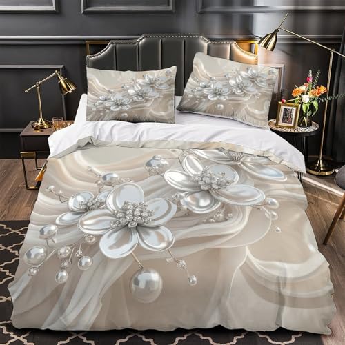 Housse de couette imprimé 3D de qualité supérieure : parure lapin de Pâques florale aquarelle - 2