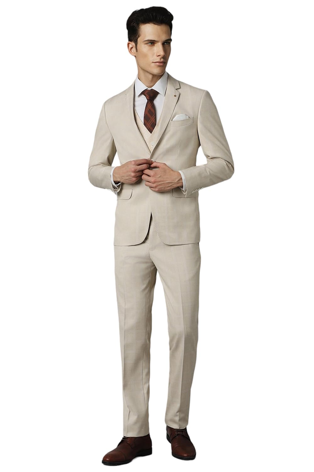 Men's Polyester Blend Three Piece Suit-Dress Set