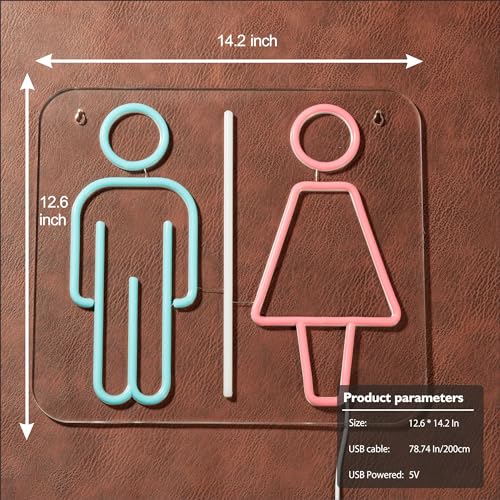 Image of Restroom Neon Sign for Wall Decor, Toilet LED Business Neon Signs Lights for Hotels Hospitals Bar Party Pub Decoration and Shop Decoration Gift, USB Powerd