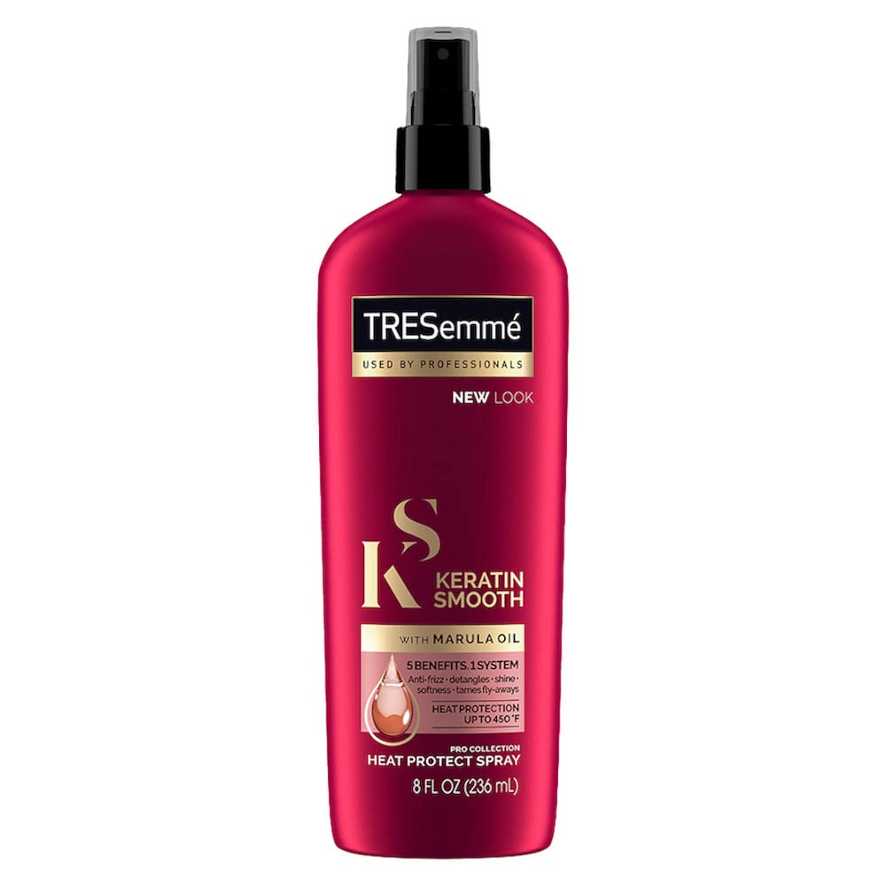 TRESemme Smooth Heat Protection Hair Spray with Keratin & Marula Oil to Protect Against Blow Drying, Hair Straightening & Hair Styling up to 450°F, 5 In 1 Benefits,Softness & Tames Flyaways, 236 ml-image-0
