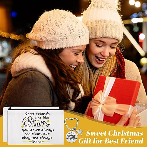 Kenning 10 Pieces Friendship Gifts for Women 5 Pcs Funny Friend Makeup Bag 5 Pcs Good Friends Are Like Stars Friendship Keychain Cute Star Keychain Birthday Presents Graduation Gift for Women BFF Teen4