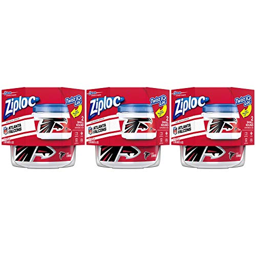 Ziploc Food Storage Meal Prep Containers, Small, 2 Count, Pack of 3 (6 Total Containers), Twist n Loc, NFL Seattle Seahawks