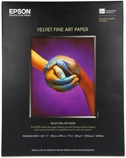 Epson Velvet Fine Art Paper (8.5x11 Inches, 20 Sheets) (S041636) , White