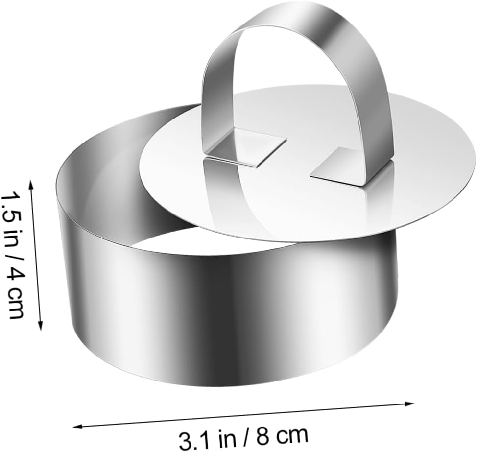 Ciieeo 8Sets Round Cake Molds Stainless Steel Dessert Rings with for Baking Easy to Use for Shaped Cakes for Home and Professional Kitchens