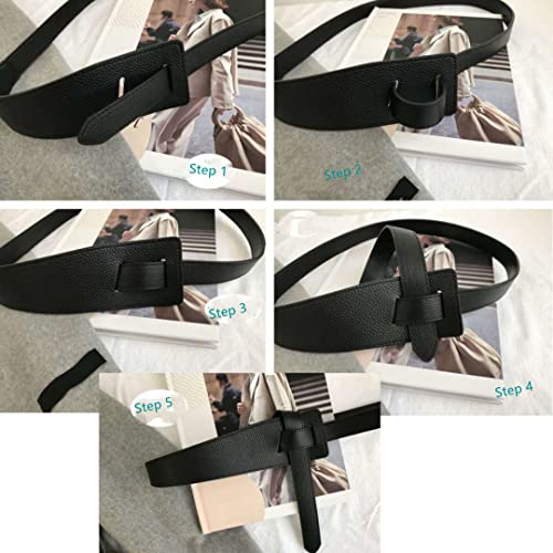 Women Fashion Knot Belt for Dress Jeans Leather Tie Waist Belt No Buckle Cinch Belt Women Leather Belts Vintage Irregular Waist Belt for Dresses Tie Knot Waistband Belt brown3