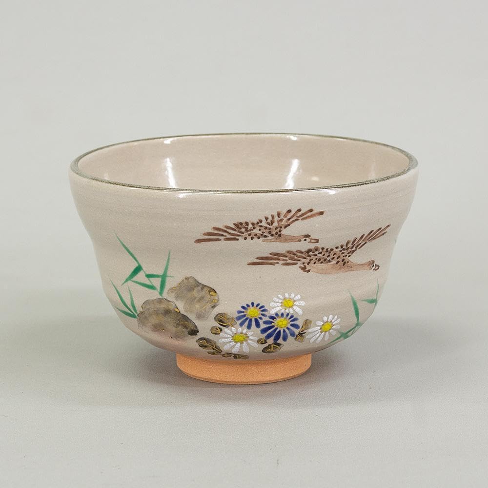 Amazon.co.jp: 京焼清水焼 橋本紫雲 茶碗 乾山写 雁に菊の絵 共箱 抹茶 