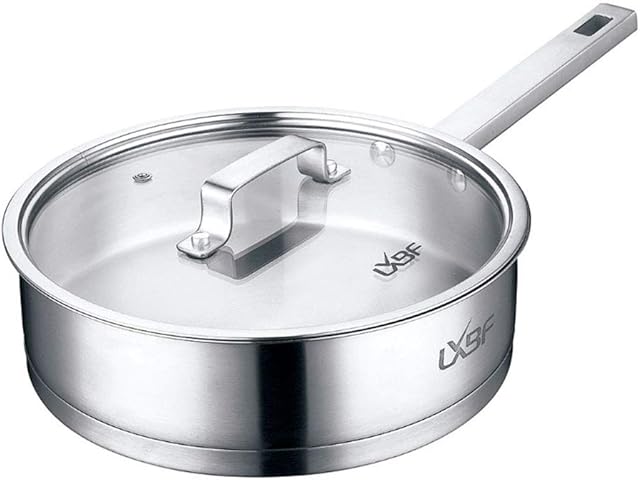 304 stainless steel pot 24CM flat frying pan frying pan heat insulation anti-scaling anti-stick less smoke can be used