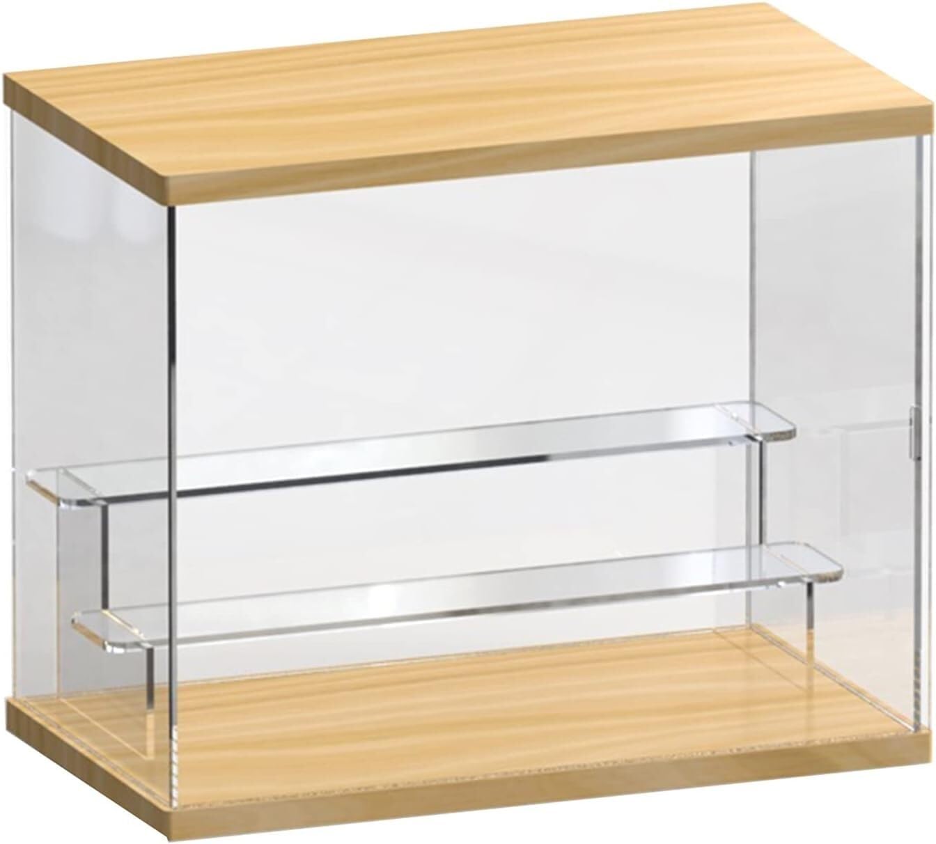 NAKEAH Acryl-Vitrine mit abnehmbarem Würfel-Organizer für Sammelfigur, Puppen-Display mit stapelbarem Holzsockel (Farbe: transparent, Größe: (L x B x H) 32 x 18 x 26,5 cm
