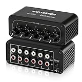 Boutons de contrôle du volume individuels : chacun des cinq canaux de sortie RCA a son propre bouton de contrôle du volume indépendant. Cela vous permet de régler le volume de chaque sortie individuellement. Il comprend également une fonction d'amplification de compensation de gain pour une augmentation de +6 dB.