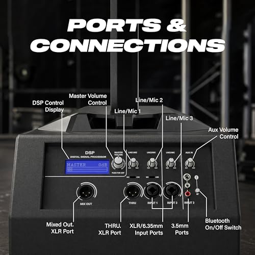Image of DIGIMORE 2800W Portable Column Line-Array with 15 inch Powered Subwoofer | Bluetooth v5.4 & TWS | 4 DSP Modes | 2 XLR /6.35mm Input Ports | Ideal for DJ, Live Events & Performances (DCL-15W)