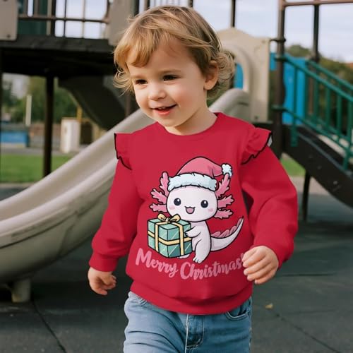 Long Sleeve Shirts for Girls Toddler Ruffle Shoulder Cute Crewneck Blouse 1-8 Ages Kids Fall Spring Tops4