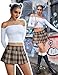 Avidlove Mini Pleated Skirts for Women Mini Plaid Skirt Brown XL