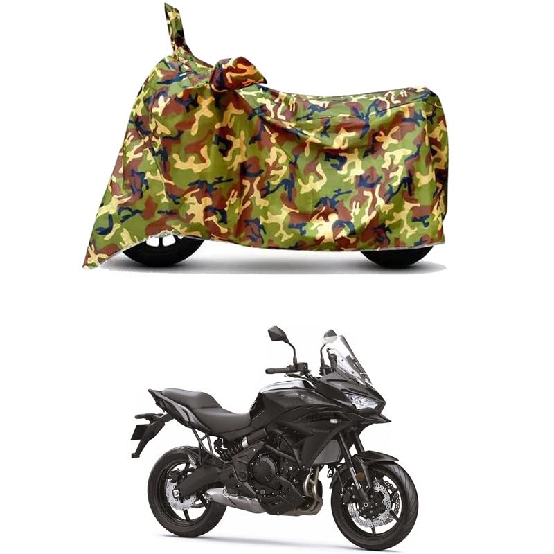 Image of Waterproof 100% PVC Coated Full Bike Scooty Two Wheeler Body Cover Compatible for KawasaVersys 650 /UV-Rays /Heat Protection /Birds Dropping /Scratchproof /Dust Proof [6X6 Jungle Print]