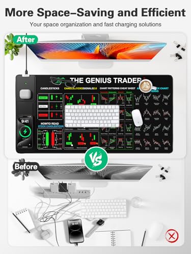 Image of Mouse Pad with Foldable Phone Holder, Wireless Charging Desk Mat 31.5x15.75 Mousepad with Superior Micro-Weave Cloth Non-Slip Waterproof Desk Pad