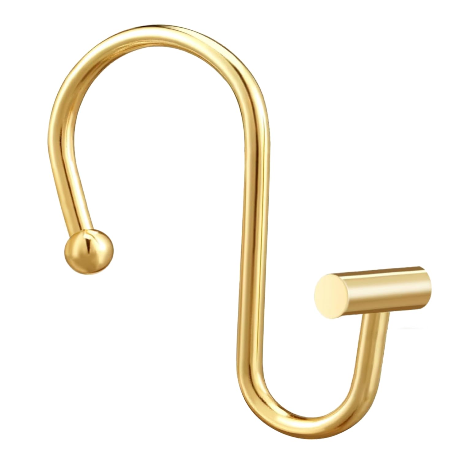Gracelife Ganchos para cortina de ducha, juego de 12 anillos de cortina de ducha de metal resistentes a la corrosión para baño, ganchos decorativos en T para barra de ducha (dorado)