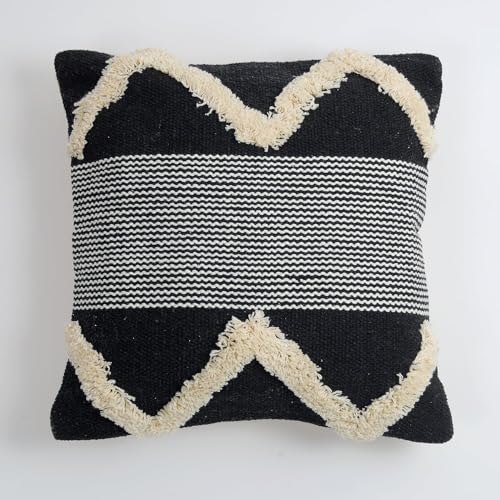Image of Furnistitchs Premium Decorative Throw Cushion Pillow Cover Boho Home Decor - Living Room Bedroom Couch Sofa Cushion Covers 16 inch x 16 inch (1, Black Mountains)