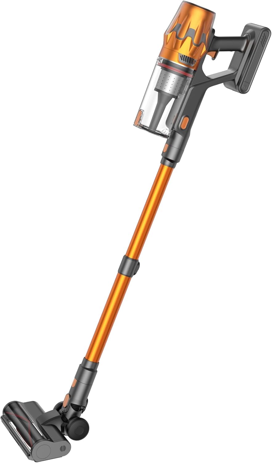 Fieety Aspiradora sin Cable, 600W/50KPa/65 Mins, con Pantalla Inteligente, Aromática, Modo Auto, Diseño Anti-enredos y Carga de Pared. (Naranja)
