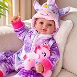 BABESIDE Baby Doll Girl - 15-Inch Realistic Baby Doll with Blue Eyes, Soft Body in Unicorn Outfit Life Like Baby Dolls That Look Real for 3 4 5 6 7 8 9 Years Girl, Birthday Gift and Pretend Play