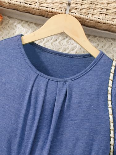 Seechoslo Tween Girls Maxi Dress Short Sleeve Casual Flowy Boho Style Summer Long Dress for Girls Big Kids Size 8-14 Years4