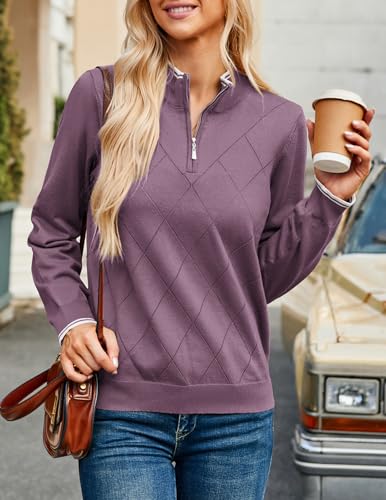 Image of JACK SMITH Quarter Zip Pullover Sweaters for Womens, Rib Polo Sweater Tops