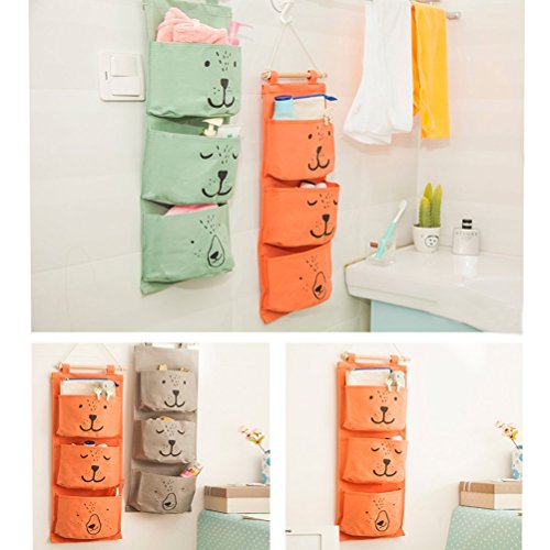 Opoo Fabric Wall Door Closet Hanging Storage Bag Small Cotton Hanging Pocket Door Hanging Organizer 3 Pockets #TOP4