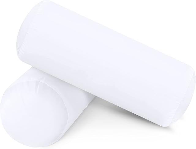 Utopia Bedding Pillow Roll (Pack of 2), 15 x 40 cm (6 x 16) Support Pillow, Hollowfibre Pillow For Stress Relief (White)