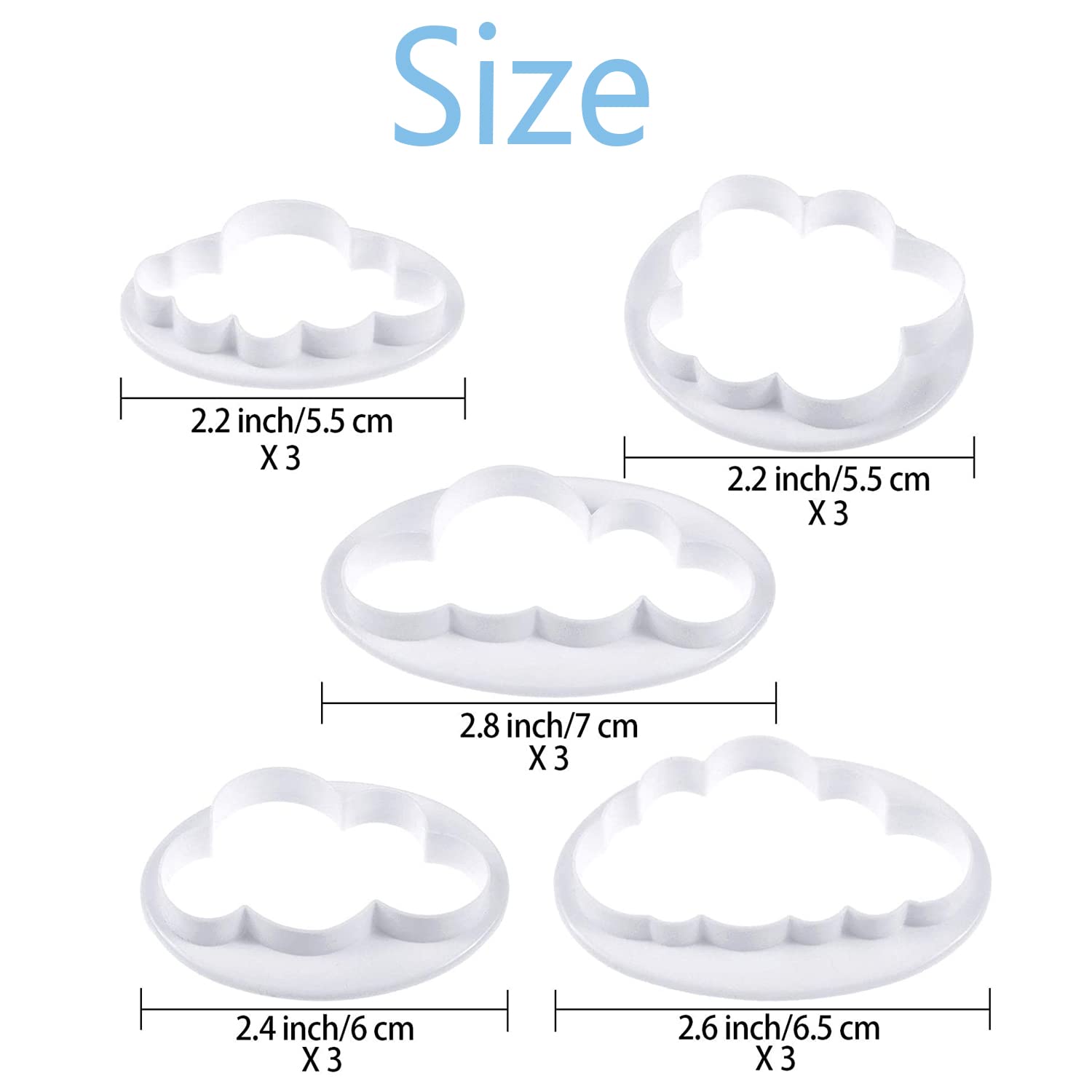 10 Stampini Per Biscotti A Forma Di Nuvole - Formine Per Torte E Fondente In Plastica Alimentare - Foto 3