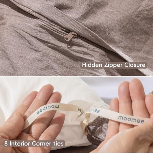 Image of MooMee Duvet Cover Set 100% Washed Cotton Linen Like Alaska King
