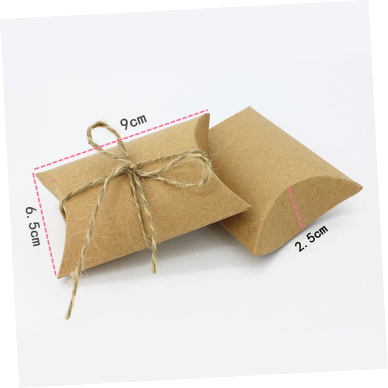 Anneome 120pezzi Scatole Kraft Forma Di Cuscino Con Corda Per Confezionamento Regali e Dolci Contenitori Per Feste e Eventi Scatoline Decorative Per Compleanni e Matrimonio
