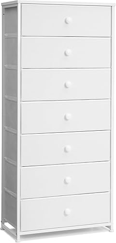 Crestlive Products Tocador Alto, Torre de Almacenamiento de 7 Cajones de Tela, Cajones Verticales - Unidad Organizadora para Dormitorio, Pasillo,