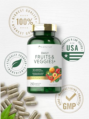 Carlyle CL7073 Fruits And Veggies Supplement | 250 Capsules | Made With 30 Fruits And Vegetables thumb #5