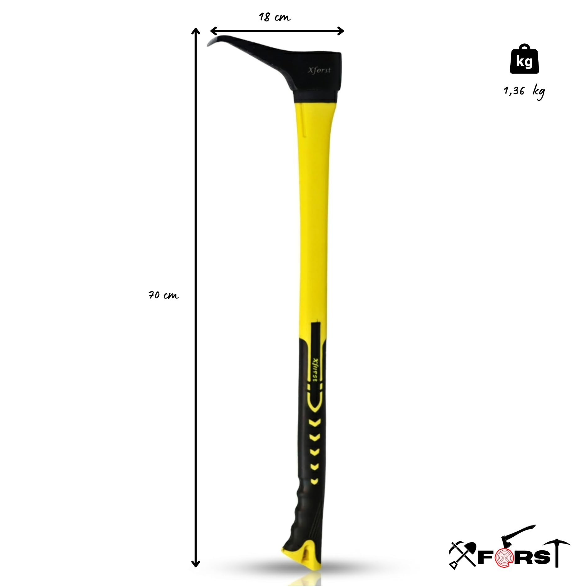 Xforst Sappie Forst 70 cm – Profi-Handsappie Sapie mit Fiberglasstiel & gehärteter Stahlklinge | Forstwerkzeug zum Wenden, Heben, Tragen von Holz & Brennholz | Fällheber, Stammwender P55FL