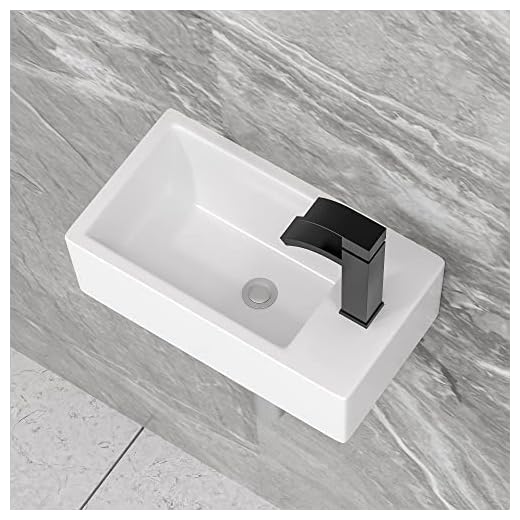 Floating Vessel Sink For Bathroom - Fulorni 18"x10" Bathroom Vessel Sink Rectangular Wall Mounted White Ceramic Porcelain Vanity Sink Right Hand Bowl Basin