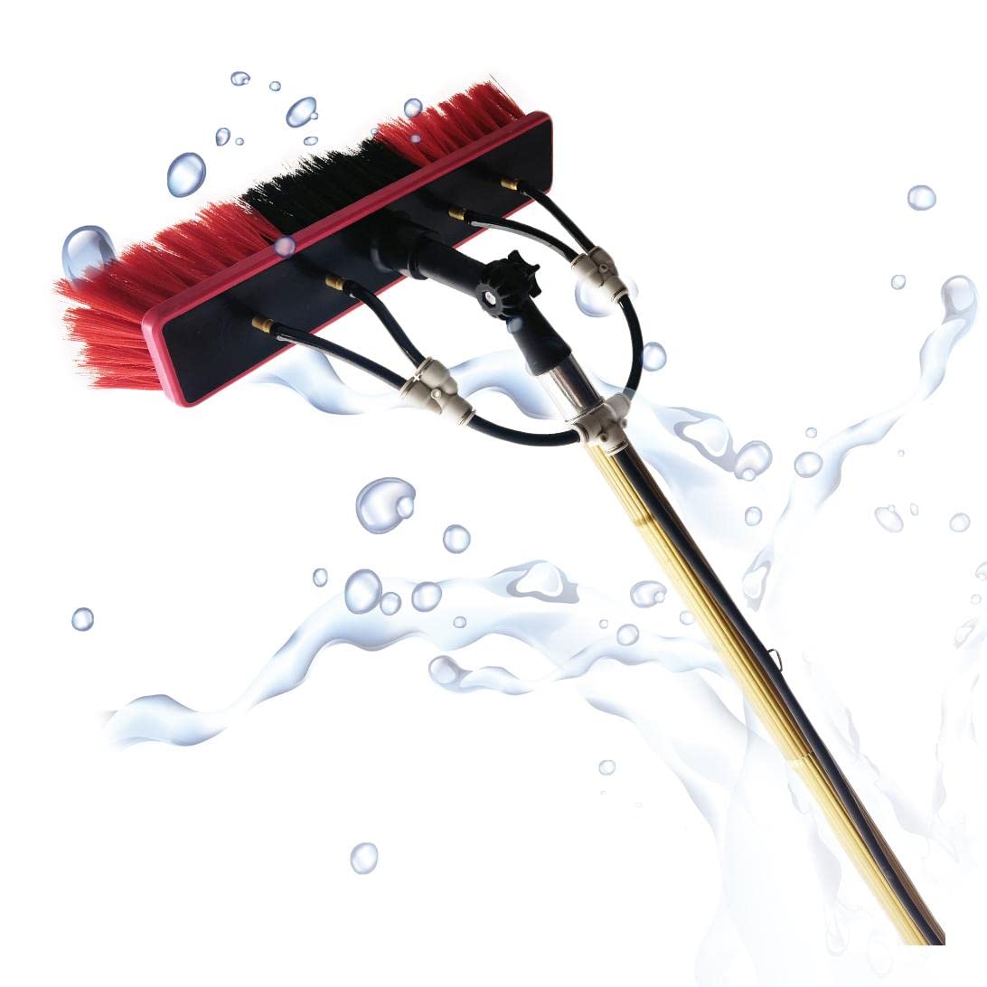 AYCDL Water Fed Pole Kit, Window and Solar Cleaning Pole W/Water Fed Telesbrush/Solar Panel Windows Cleaning and Washing Tool/9M/30Ft,55cm Brush Head-5M/17FT